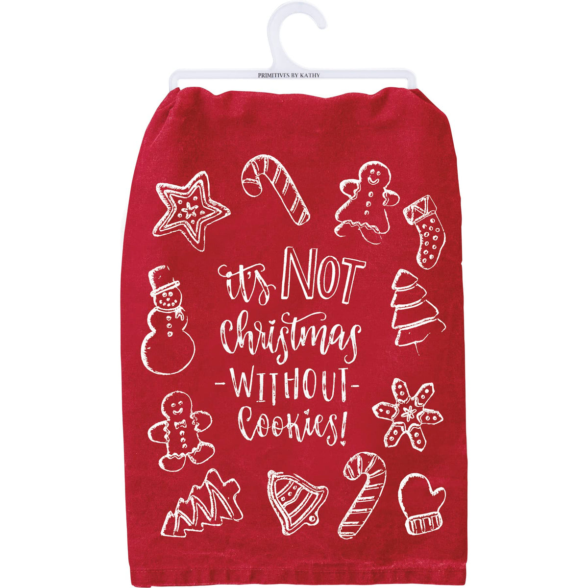 Primitives by Kathy towel with It's Not Christmas Without Cookies for festive kitchen decor.