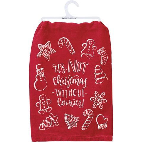 Primitives by Kathy towel with It's Not Christmas Without Cookies for festive kitchen decor.