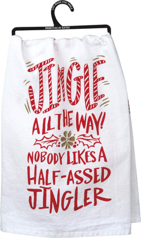 Primitives by Kathy LOL Made You Smile dish towel front view, soft cotton for everyday kitchen use.