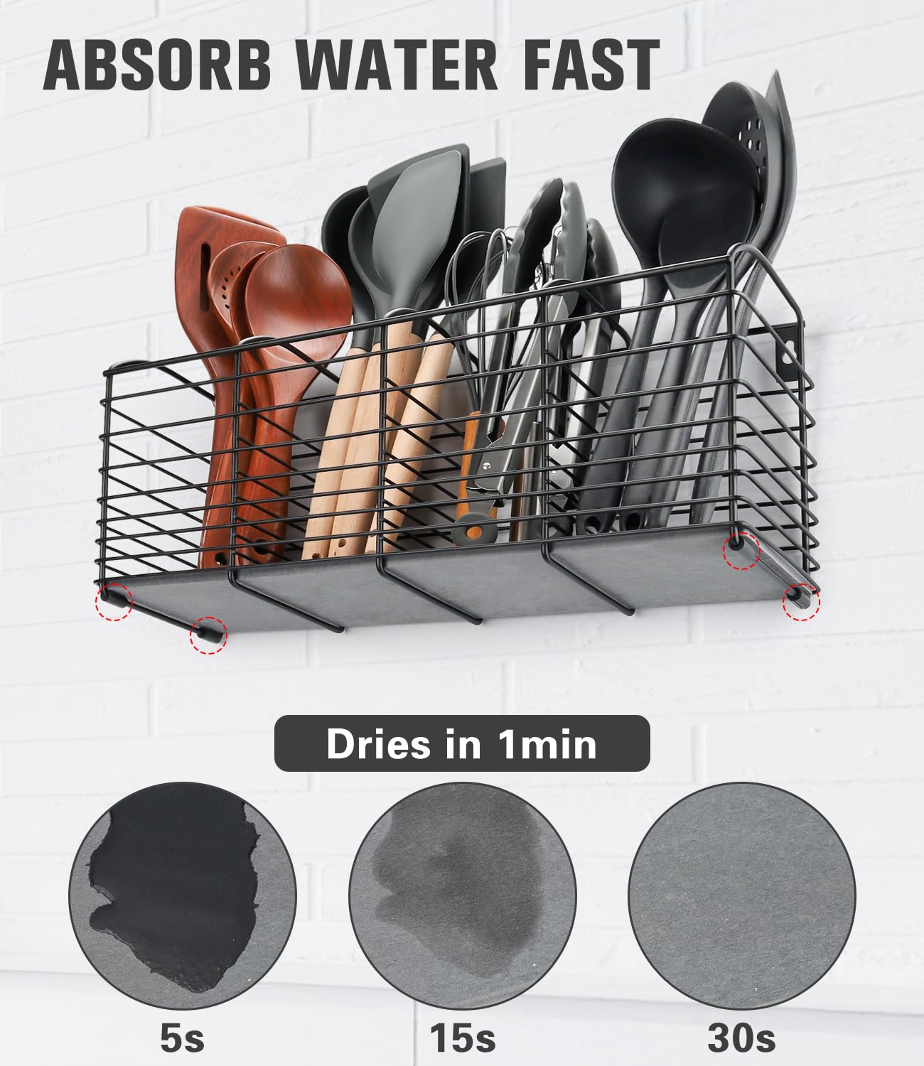 PrimZooty four-compartment organizer neatly holds up to 45 utensils.