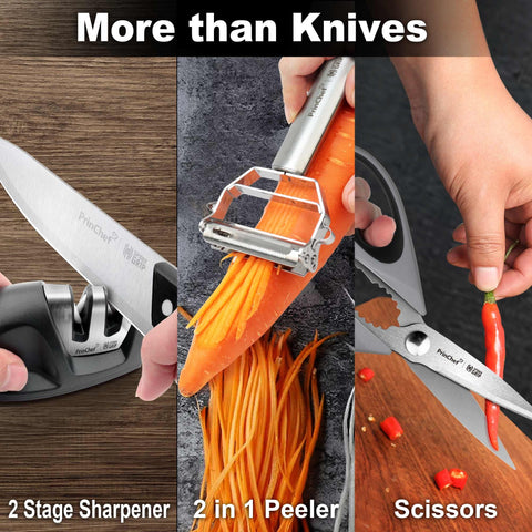 PrinChef knife set in modern grey design elevates any kitchen.