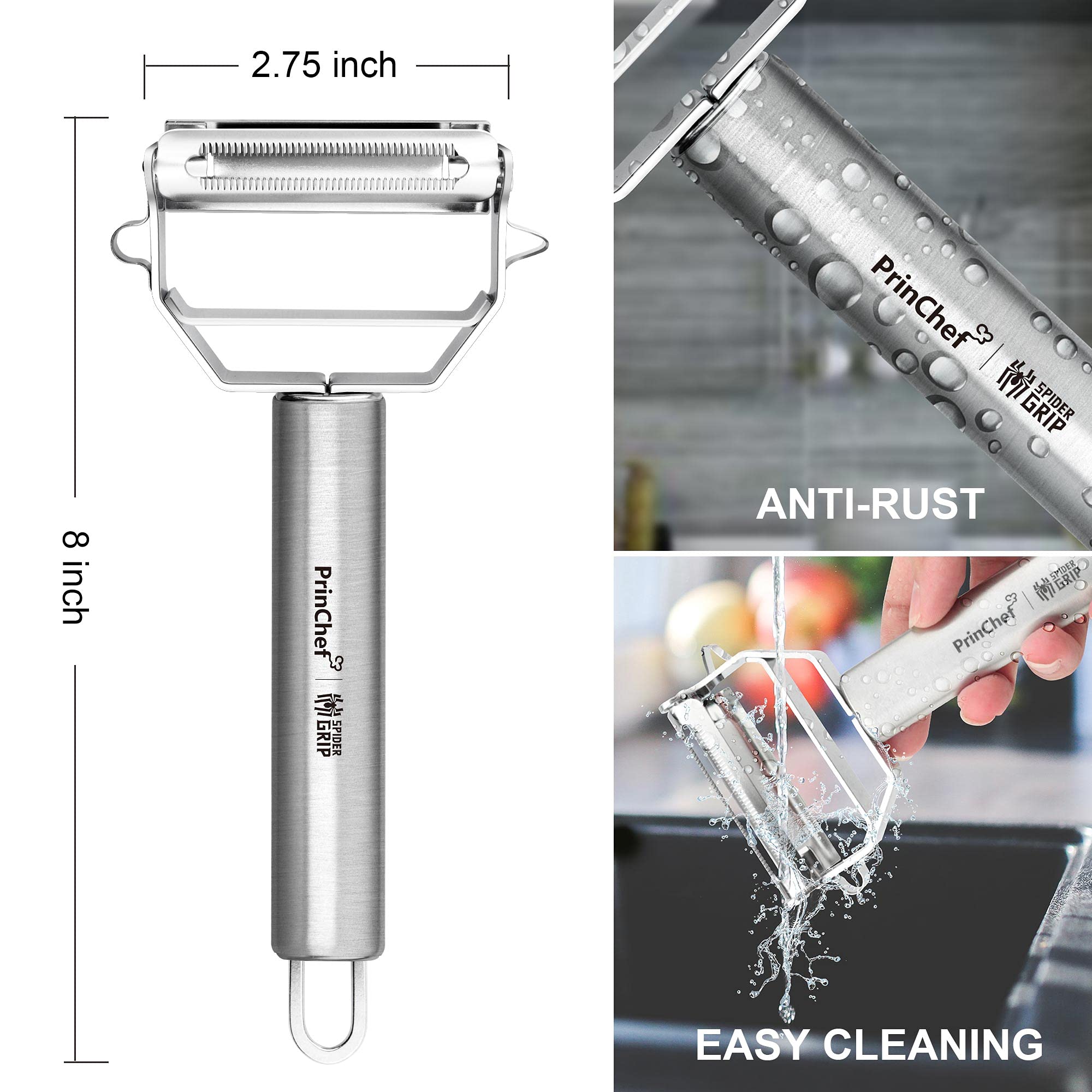 PrinChef ultra sharp blade slices vegetables effortlessly, avoiding clogging.