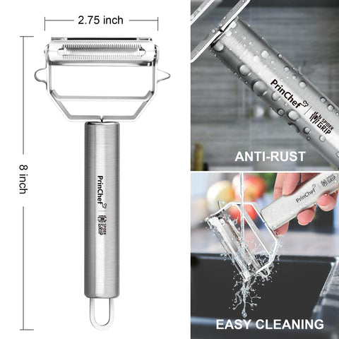 PrinChef ultra sharp blade slices vegetables effortlessly, avoiding clogging.