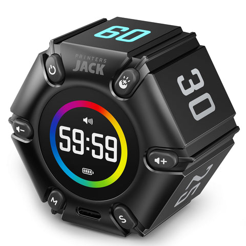 Printers Jack Pomodoro Timer in front view showing compact design for focused work