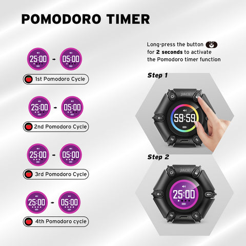 Printers Jack Pomodoro Timer in Pomodoro mode for timed focus sessions