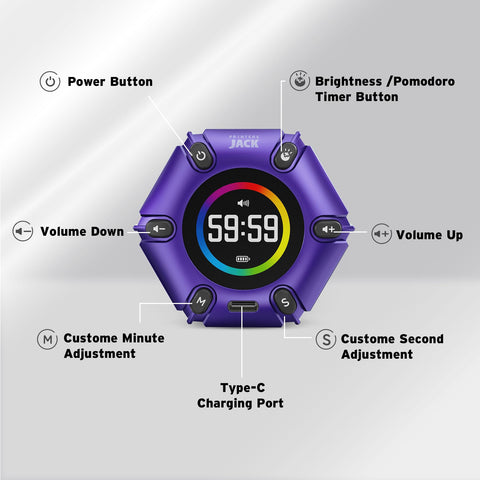 Printers Jack Productivity Cube Timer compact design fits in bags