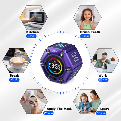 Printers Jack Productivity Cube Timer USB C rechargeable power keeps you going
