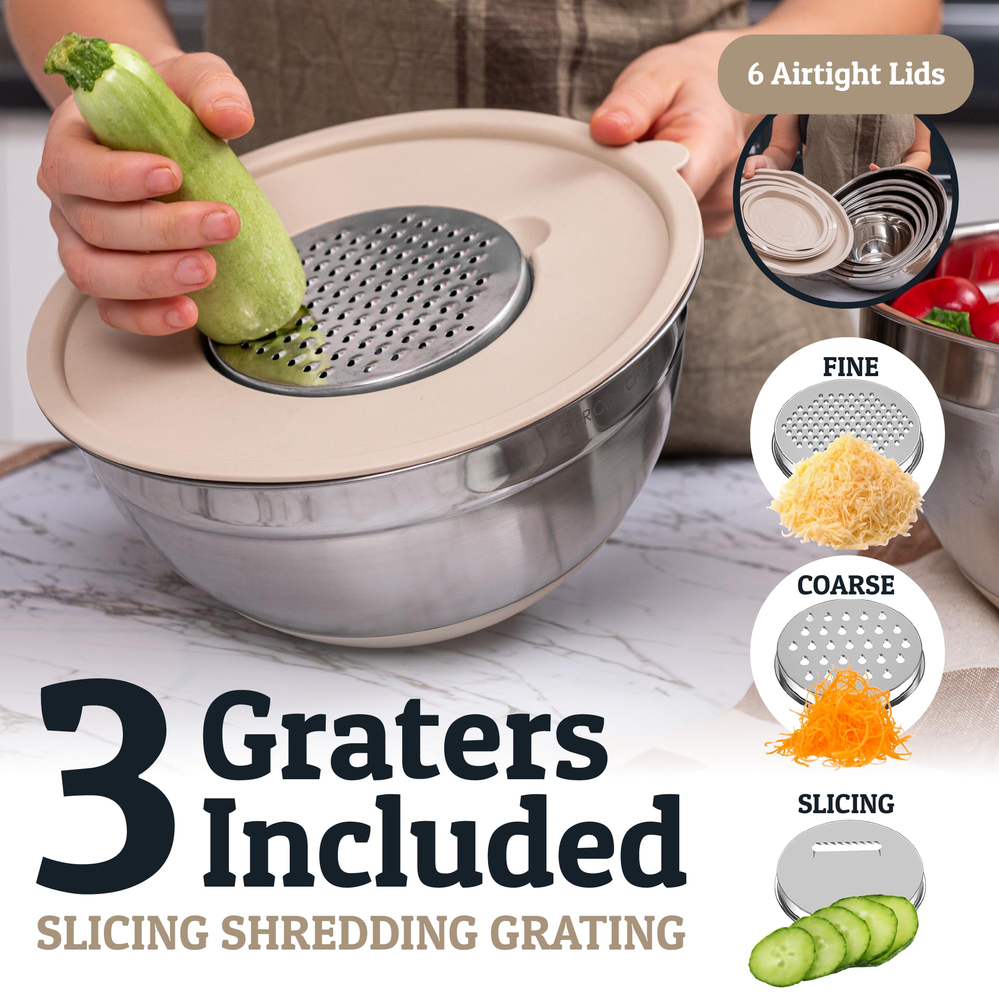 Priority Chef 17-piece silicone utensil set complements the bowls for everyday cooking.