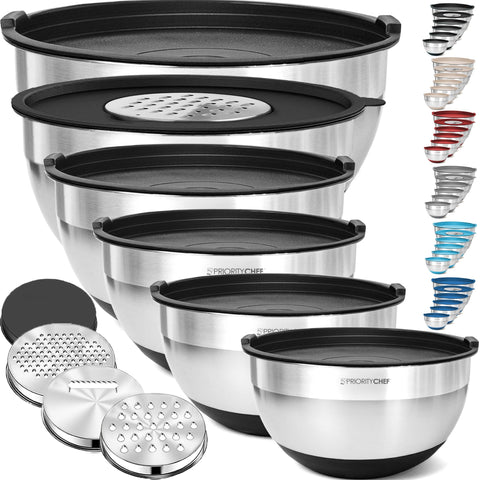 Priority Chef 6pc bowls with lids ready for organized prep.