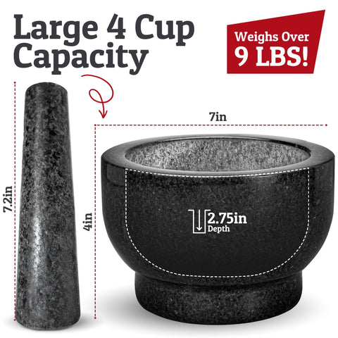 Priority Chef 7-inch wide mortar ideal for crushing herbs.