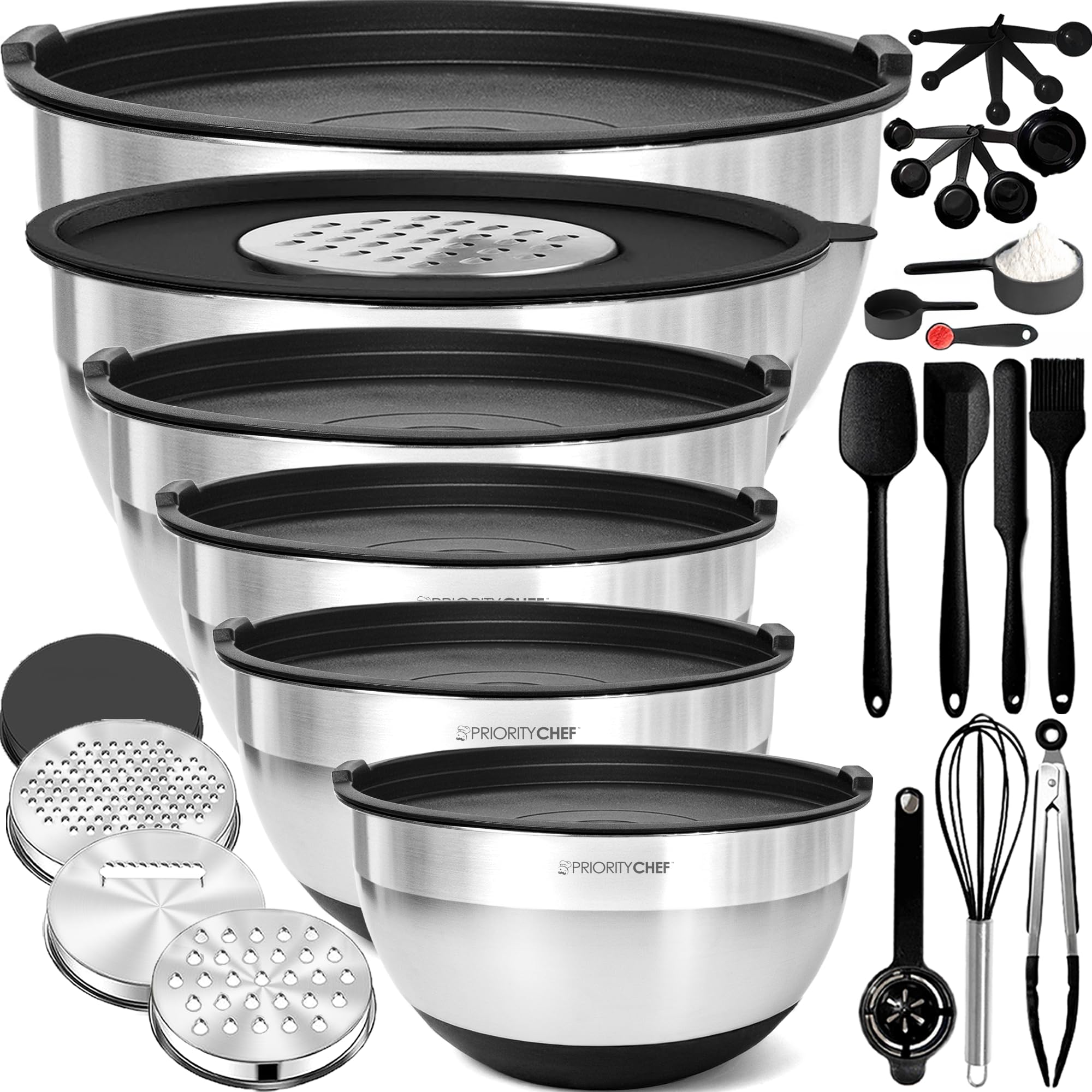 Priority Chef airtight lids keep bowls fresh after chopping and meal prep.