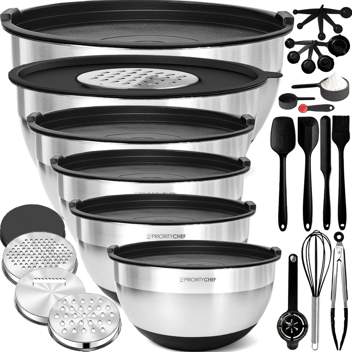 Priority Chef airtight lids keep bowls fresh after chopping and meal prep.