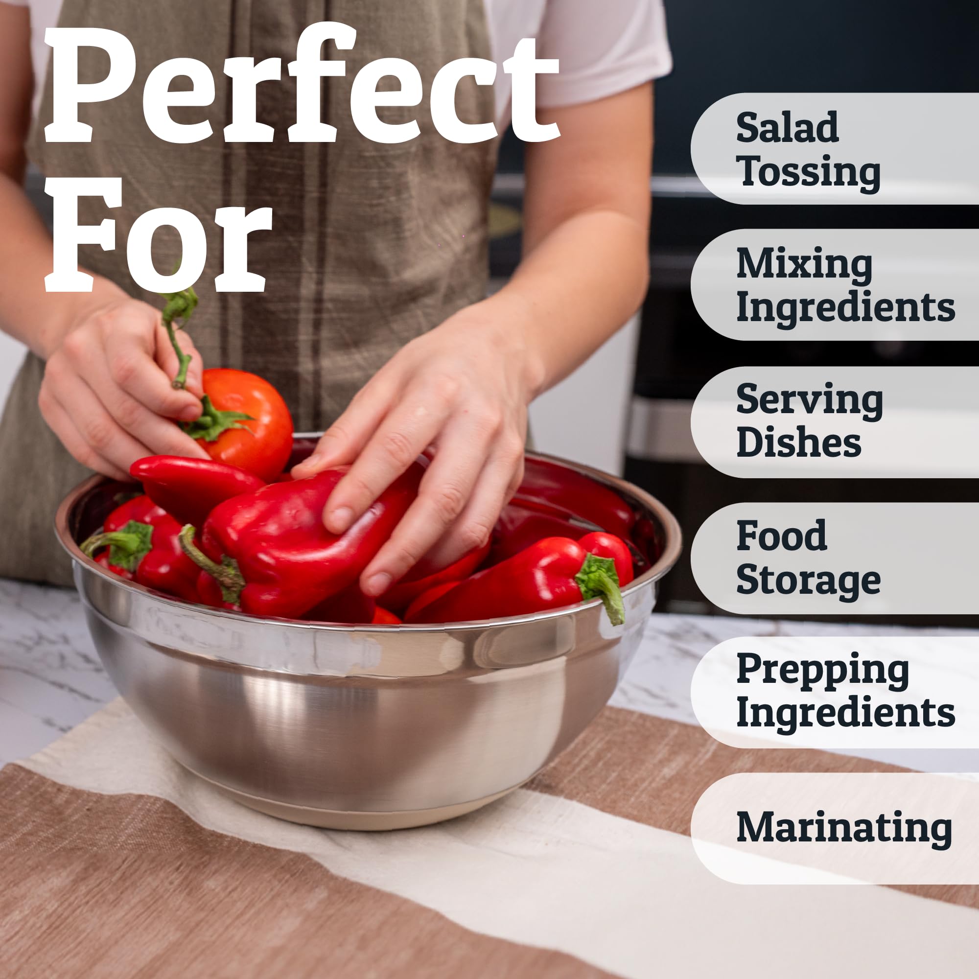 Priority Chef airtight lids keep ingredients fresh and reduce spills during prep.