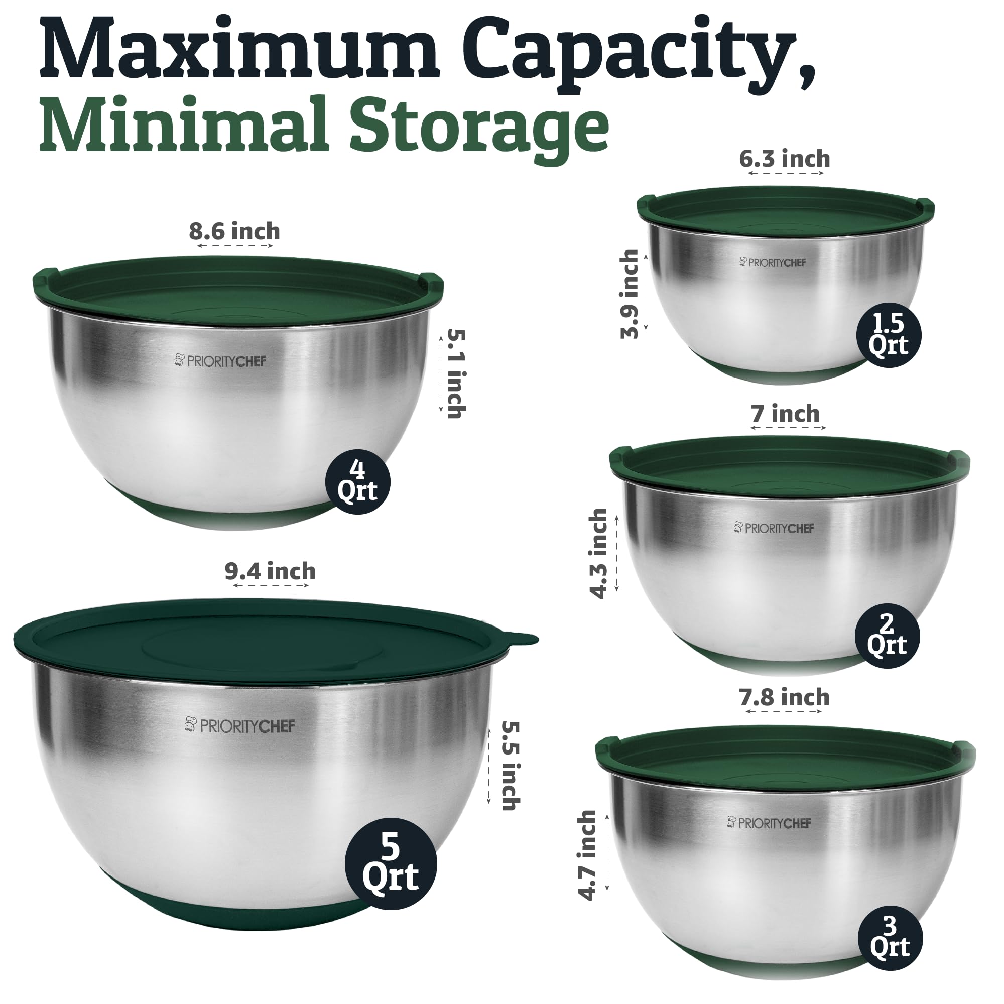 Priority Chef bowls with airtight lids lock in freshness during meal prep.