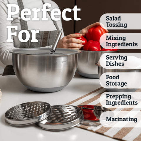 Priority Chef airtight lids lock in freshness for ahead prep and storage.