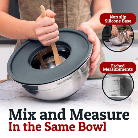 Priority Chef bowls feature clear inner measurements for easy in-bowl prep