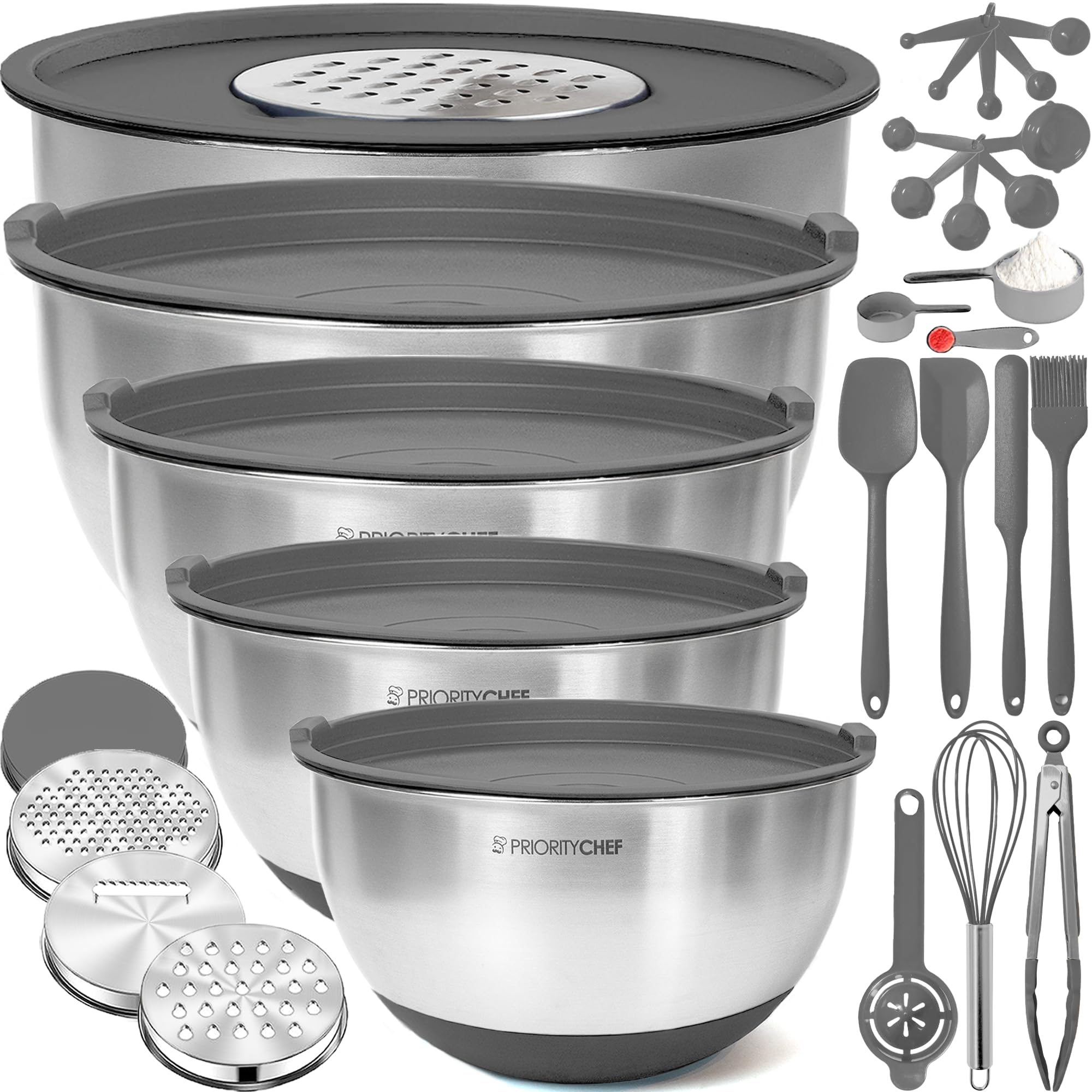 Priority Chef bowls nesting stack saves space during meal prep.