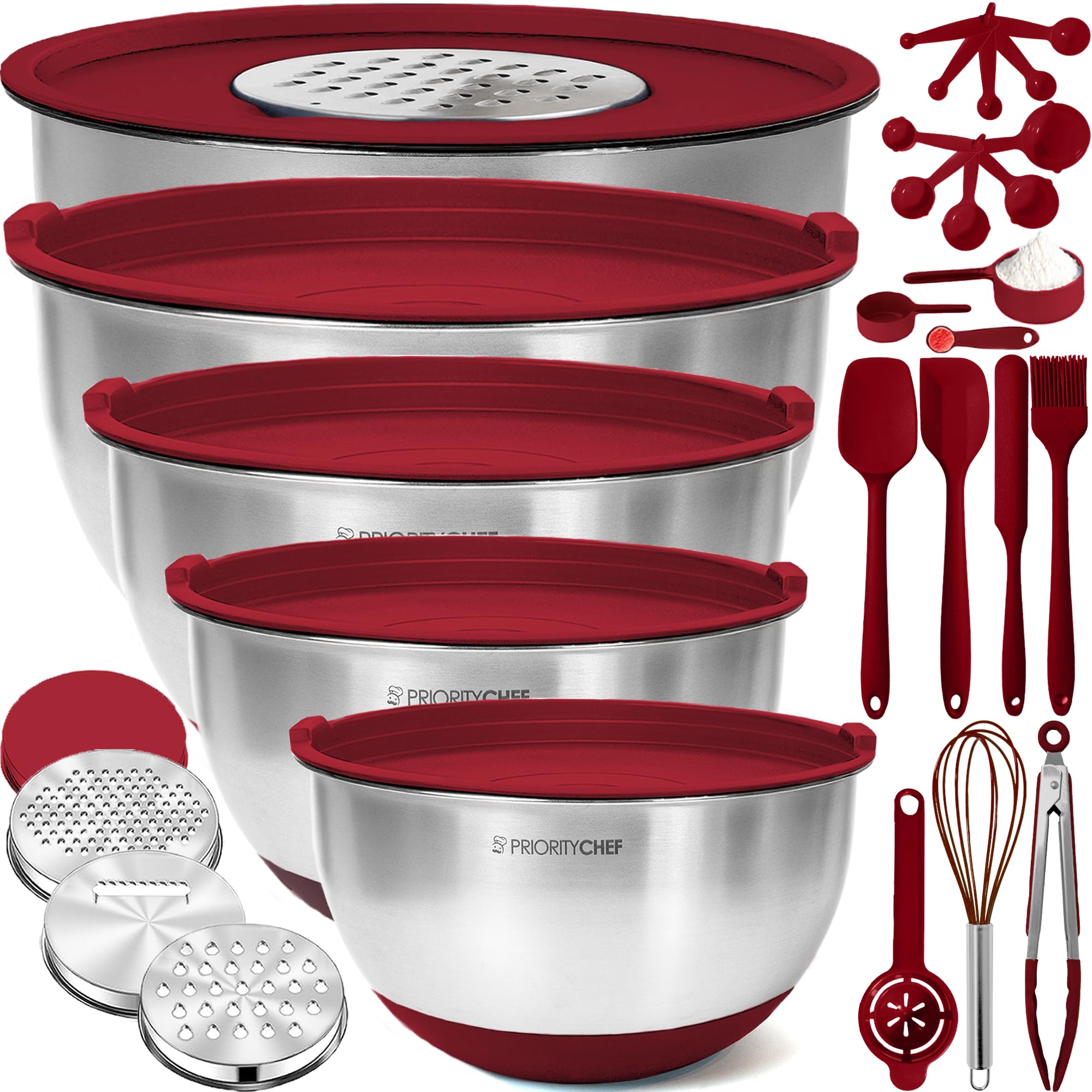 Priority Chef bowls with lids stacked for space-saving storage