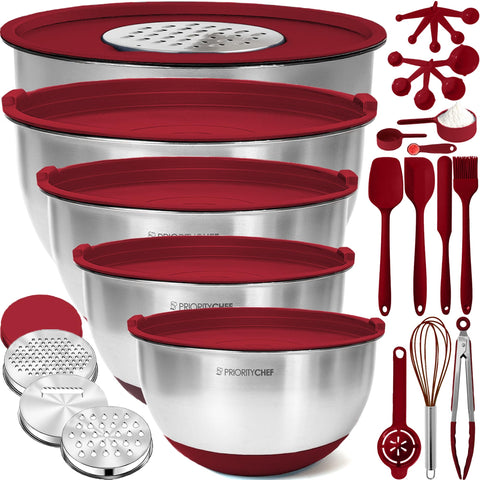 Priority Chef bowls with lids stacked for space-saving storage