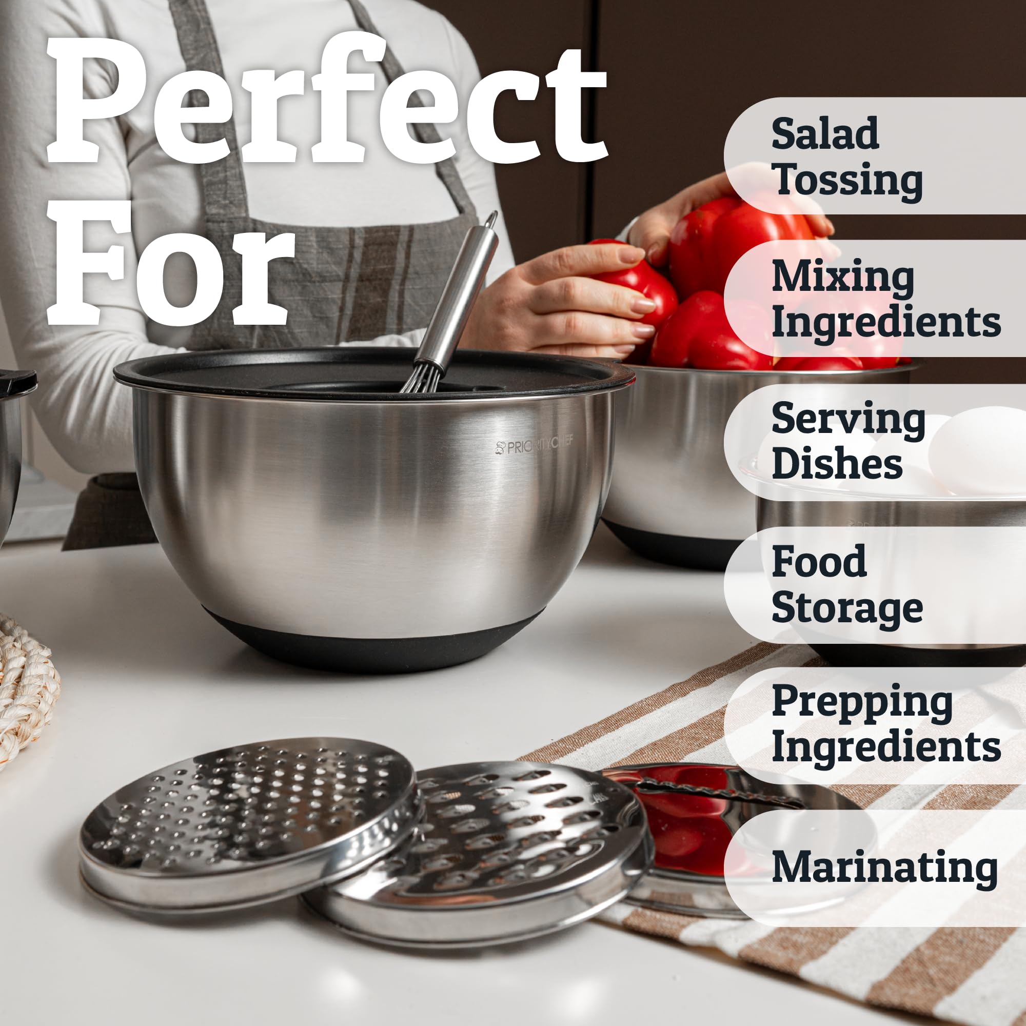 Priority Chef bowls are dishwasher-safe for quick cleanup