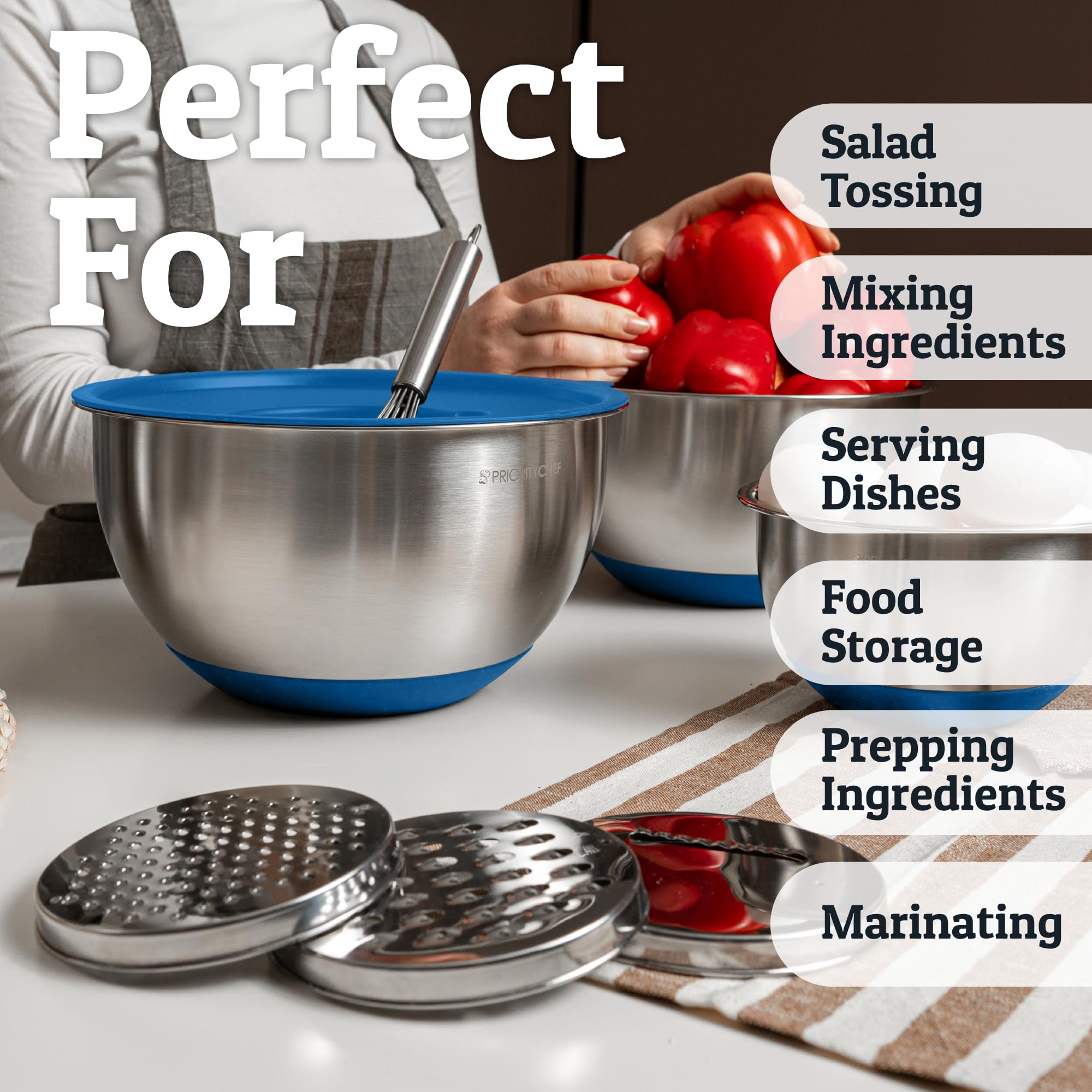 Priority Chef grate and slice directly in the bowl for quick prep.
