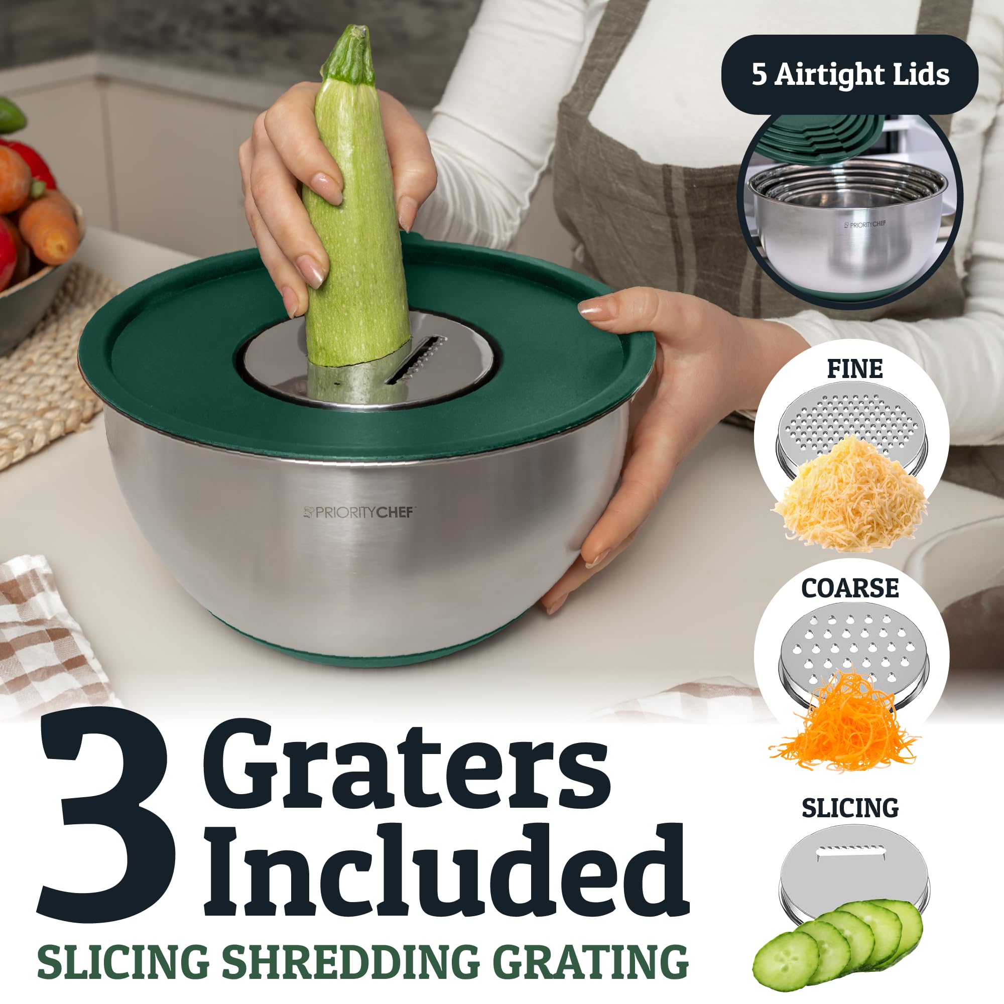 Priority Chef bowls feature inside measurement marks for precise prep.