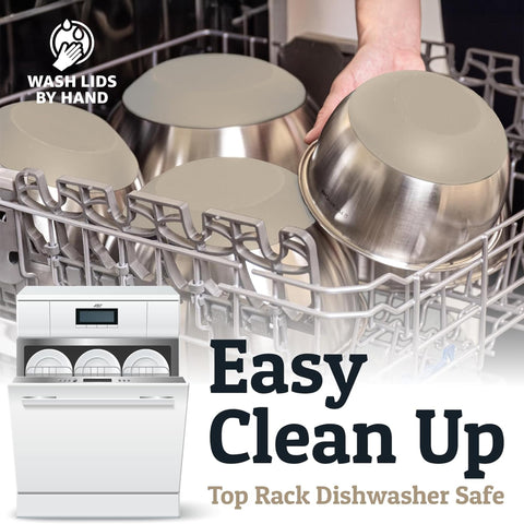 Priority Chef bowls are top-rack dishwasher safe for easy cleanup.