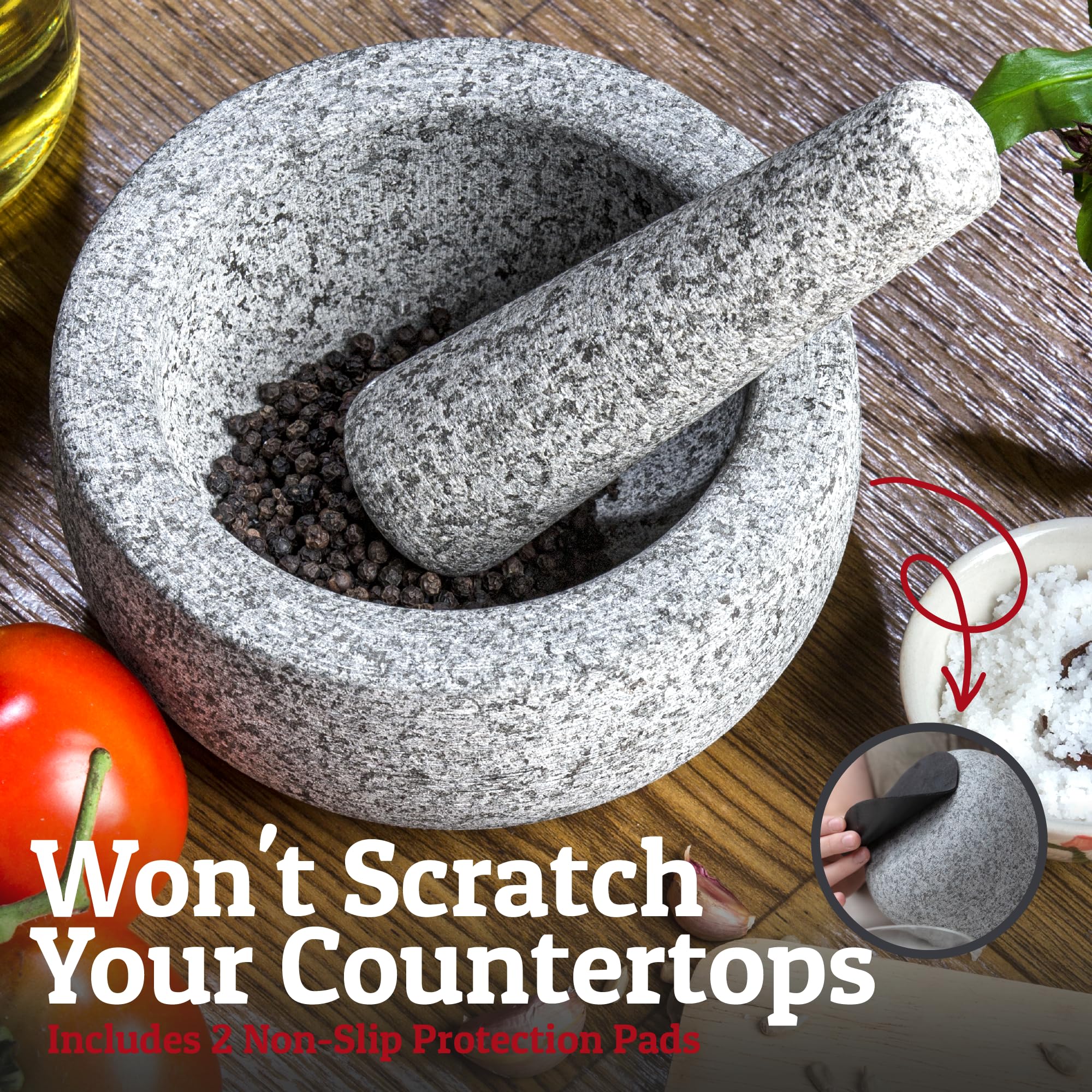 Priority Chef 6-inch pestle for efficient crushing of herbs and spices.