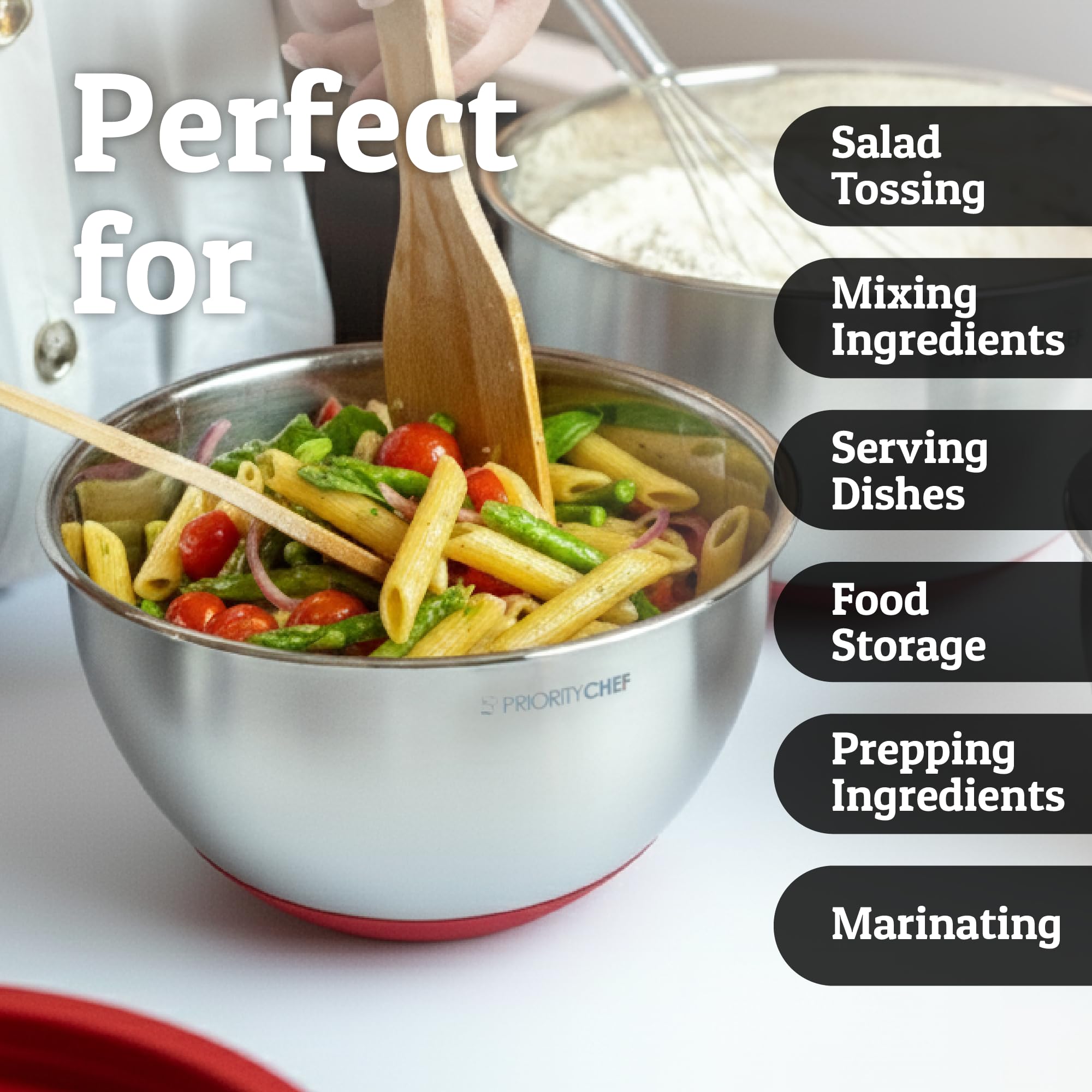 Priority Chef multi-functional bowls ideal for prep, mixing and storage