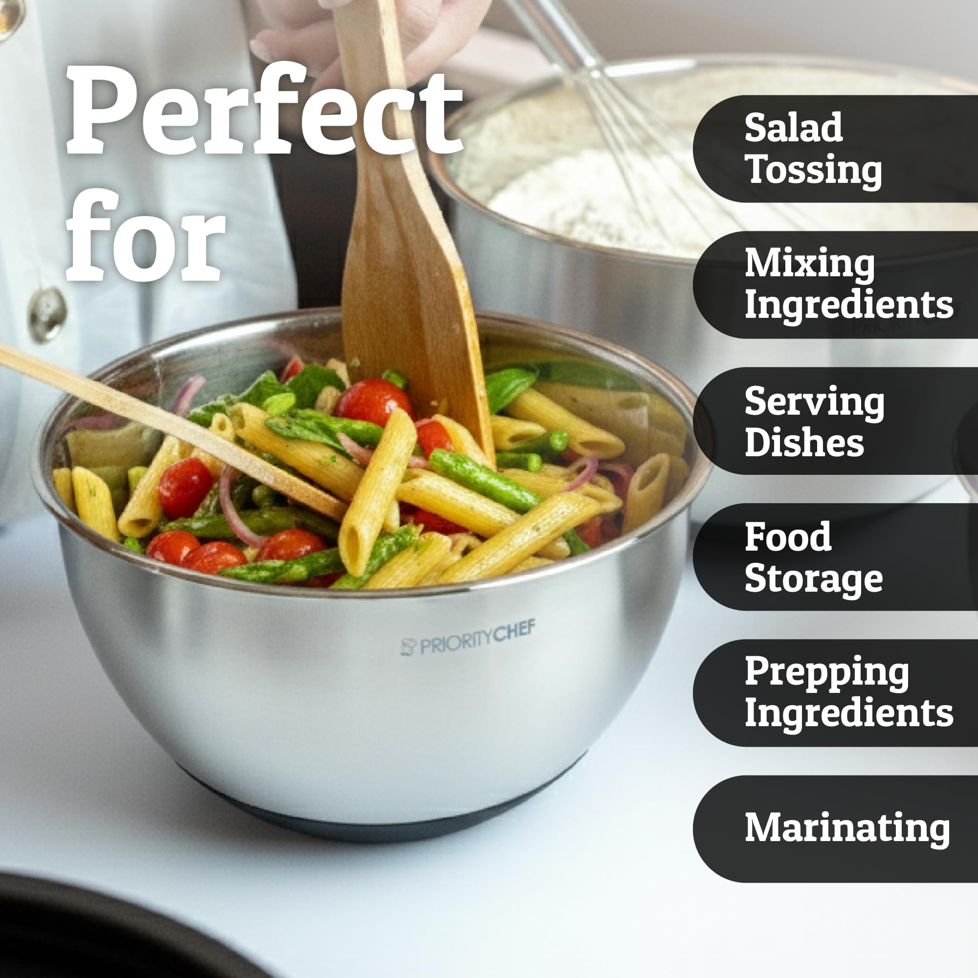 Priority Chef versatile serving bowls for prep, mixing, and leftovers