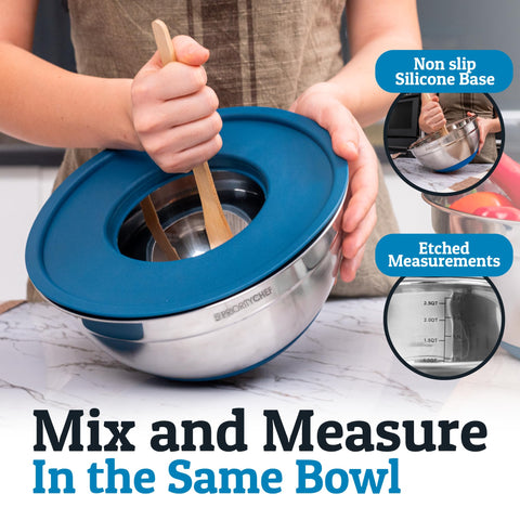 Priority Chef bowls with non-slip bases stay steady while mixing.
