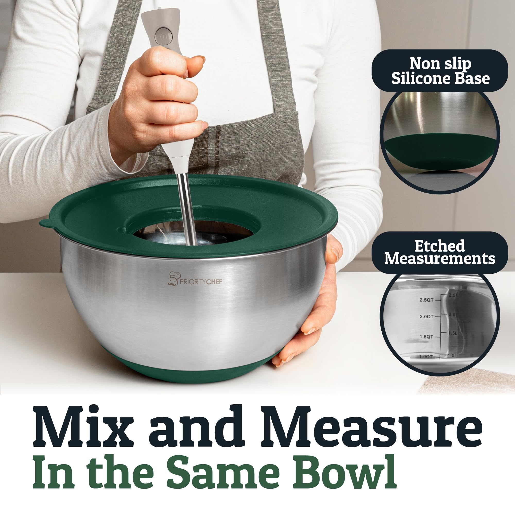 Priority Chef bowls with non-slip silicone bases for stable mixing.