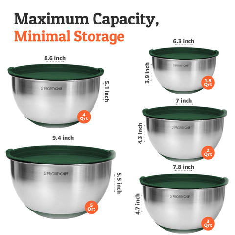Priority Chef mixing bowls with non slip silicone base stay steady during whisking