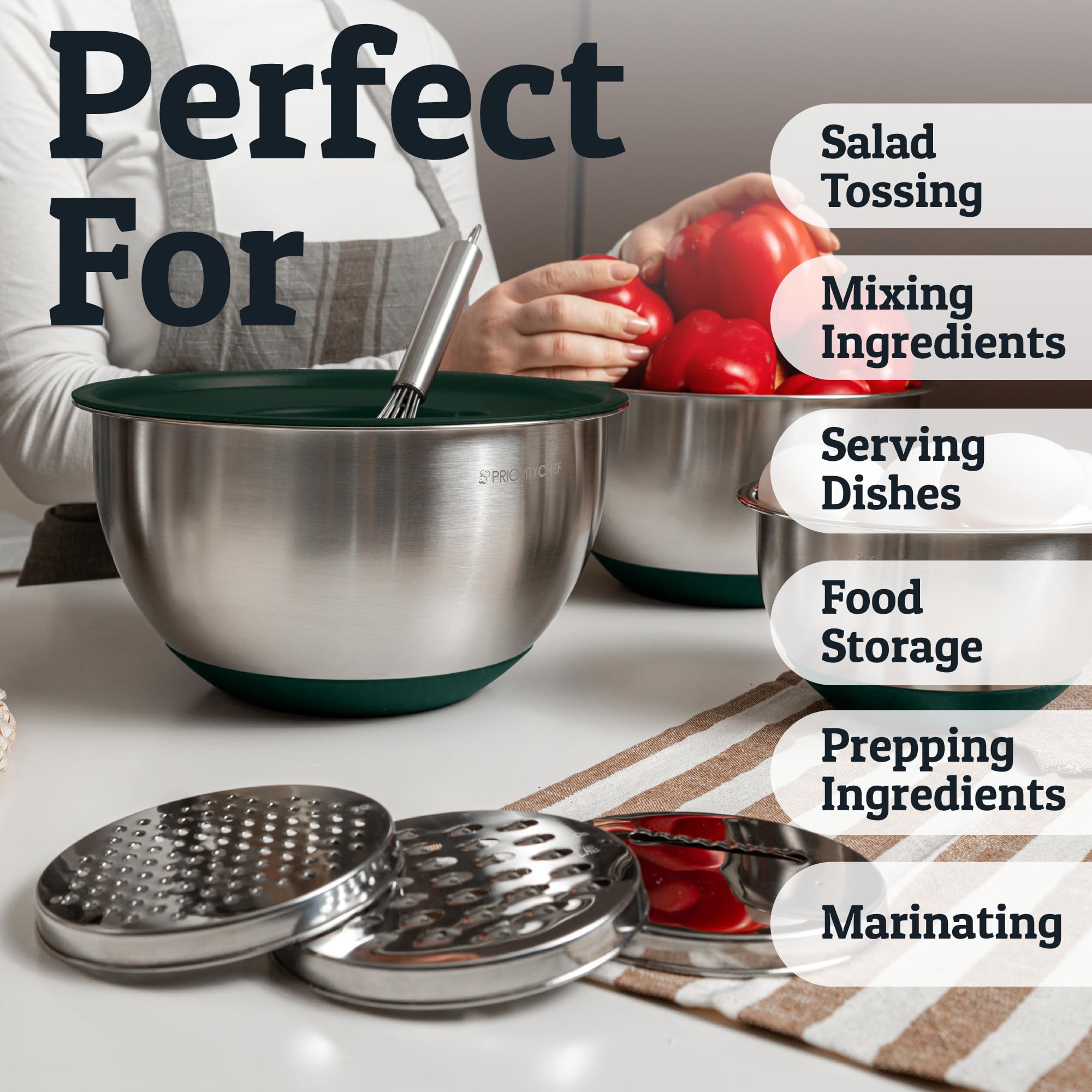 Priority Chef one-bowl grating and slicing tool simplifies prep.