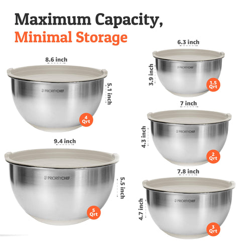 Priority Chef 2-quart bowl featuring non-slip silicone base