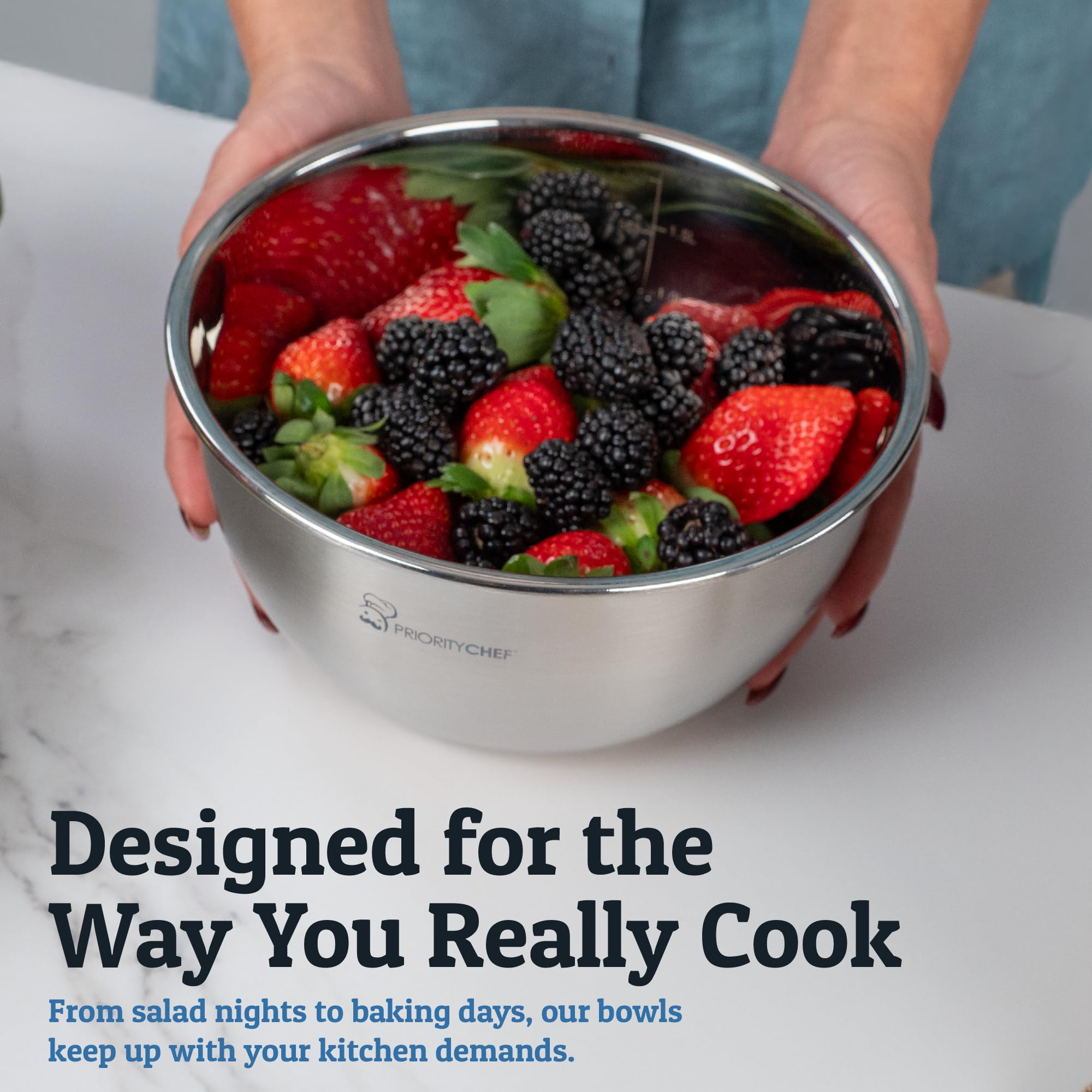 Priority Chef rust-resistant steel stays gleaming after use