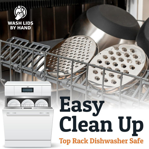 Priority Chef stainless steel bowls are top-rack dishwasher safe.