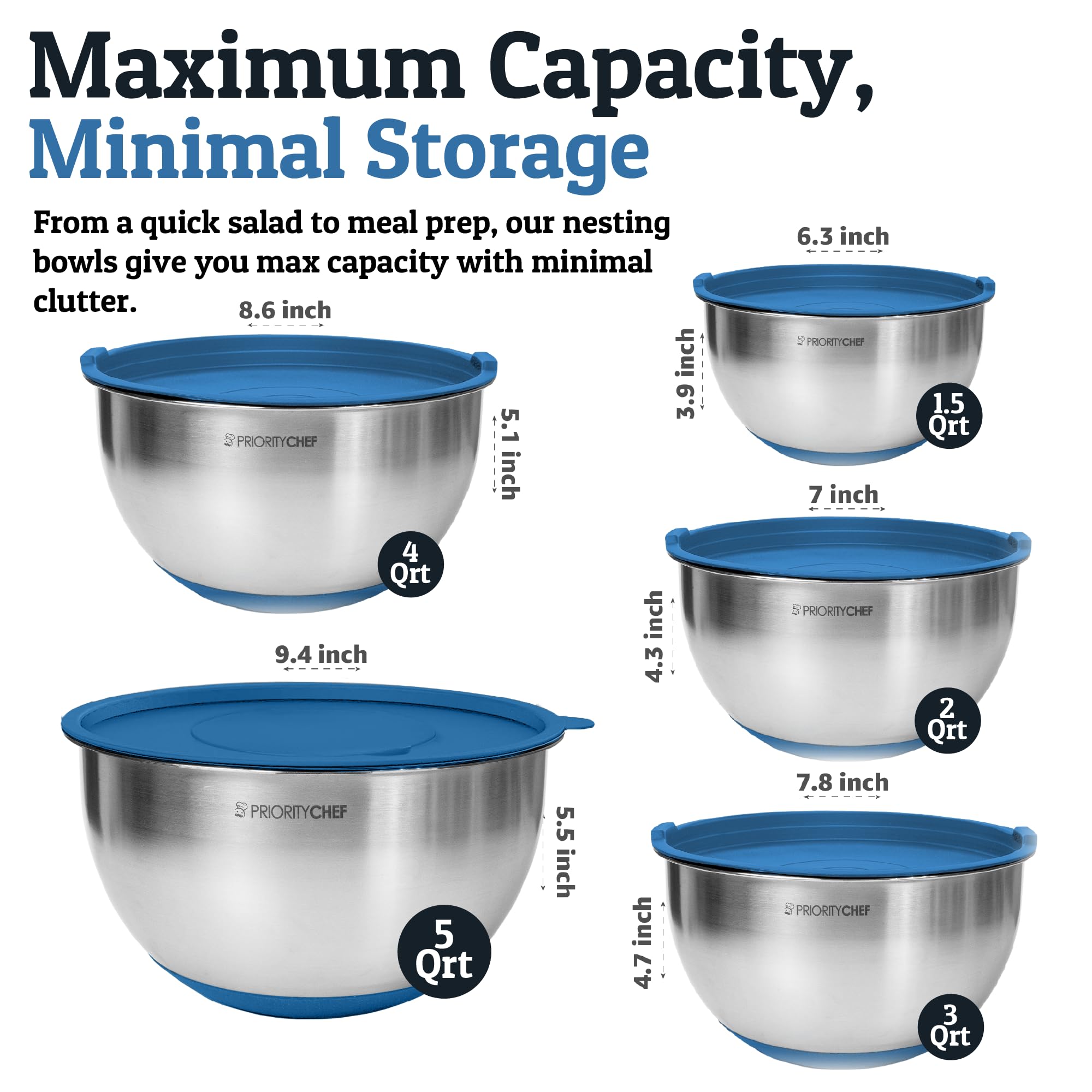 Priority Chef airtight lids seal freshness and prevent leaks during storage.