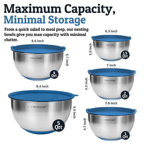 Priority Chef airtight lids seal freshness and prevent leaks during storage.