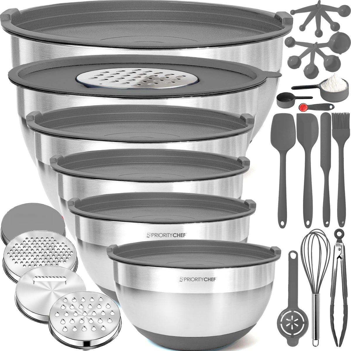 Priority Chef bowls stacked for space-saving storage in the kitchen