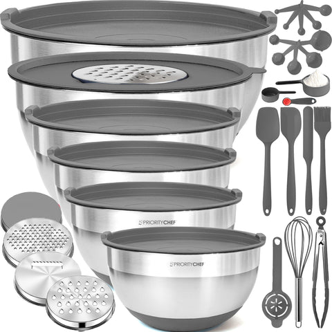 Priority Chef bowls stacked for space-saving storage in the kitchen