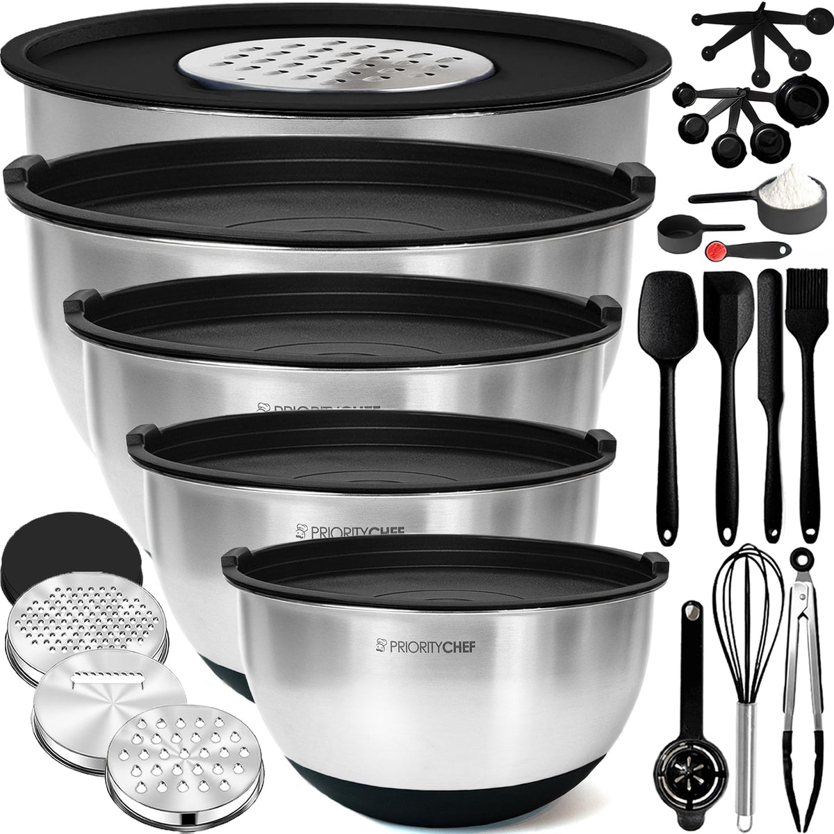 Priority Chef stainless steel bowls with lids for fresh storage and organization