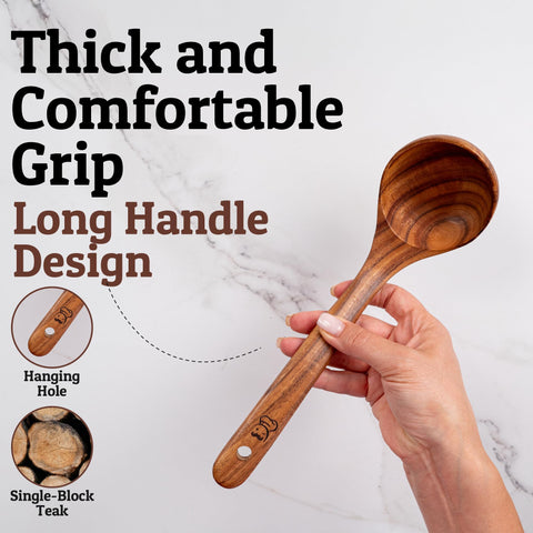 Priority Chef teak ladle deep bowl for generous servings