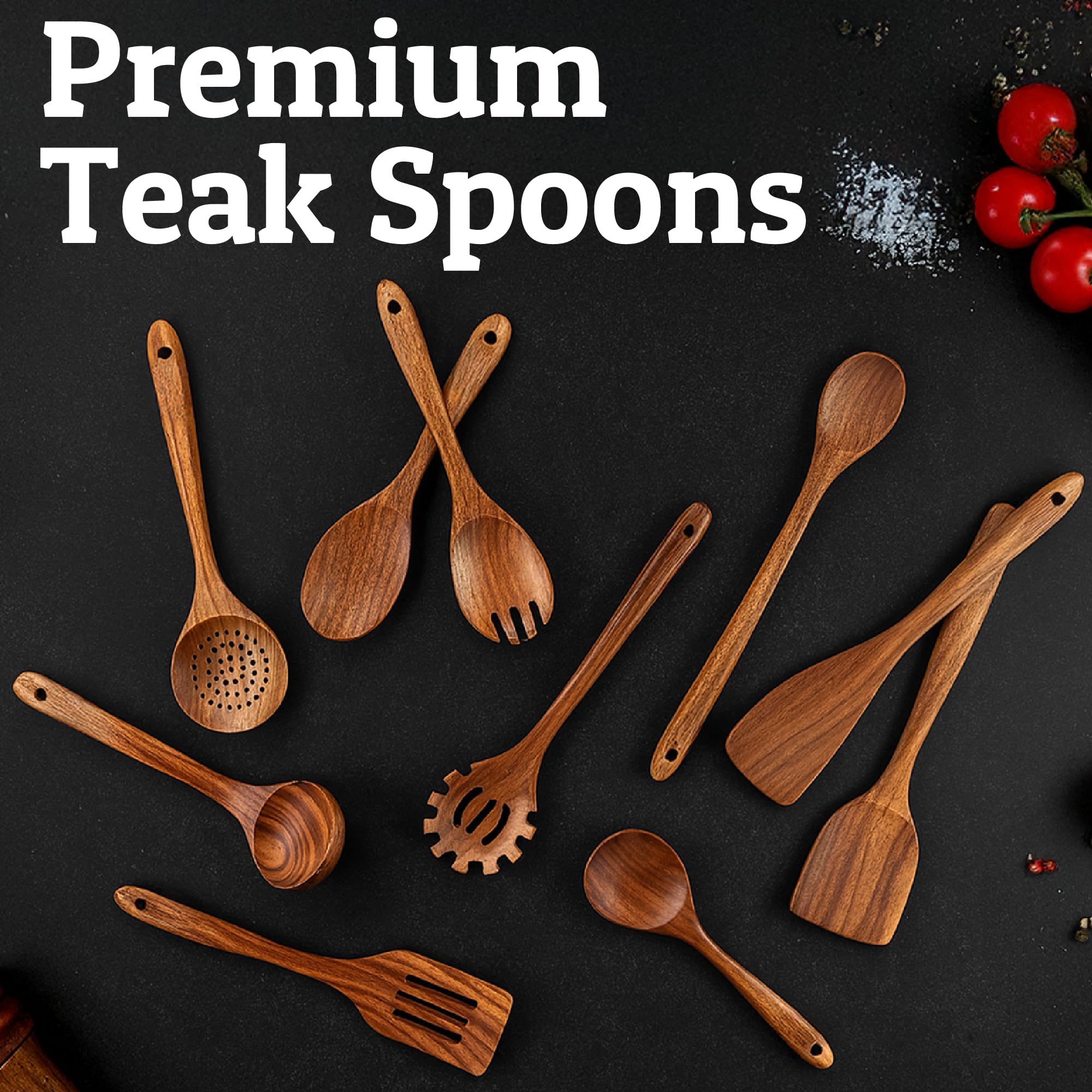 Priority Chef teak wood is dense and moisture resistant for kitchen use