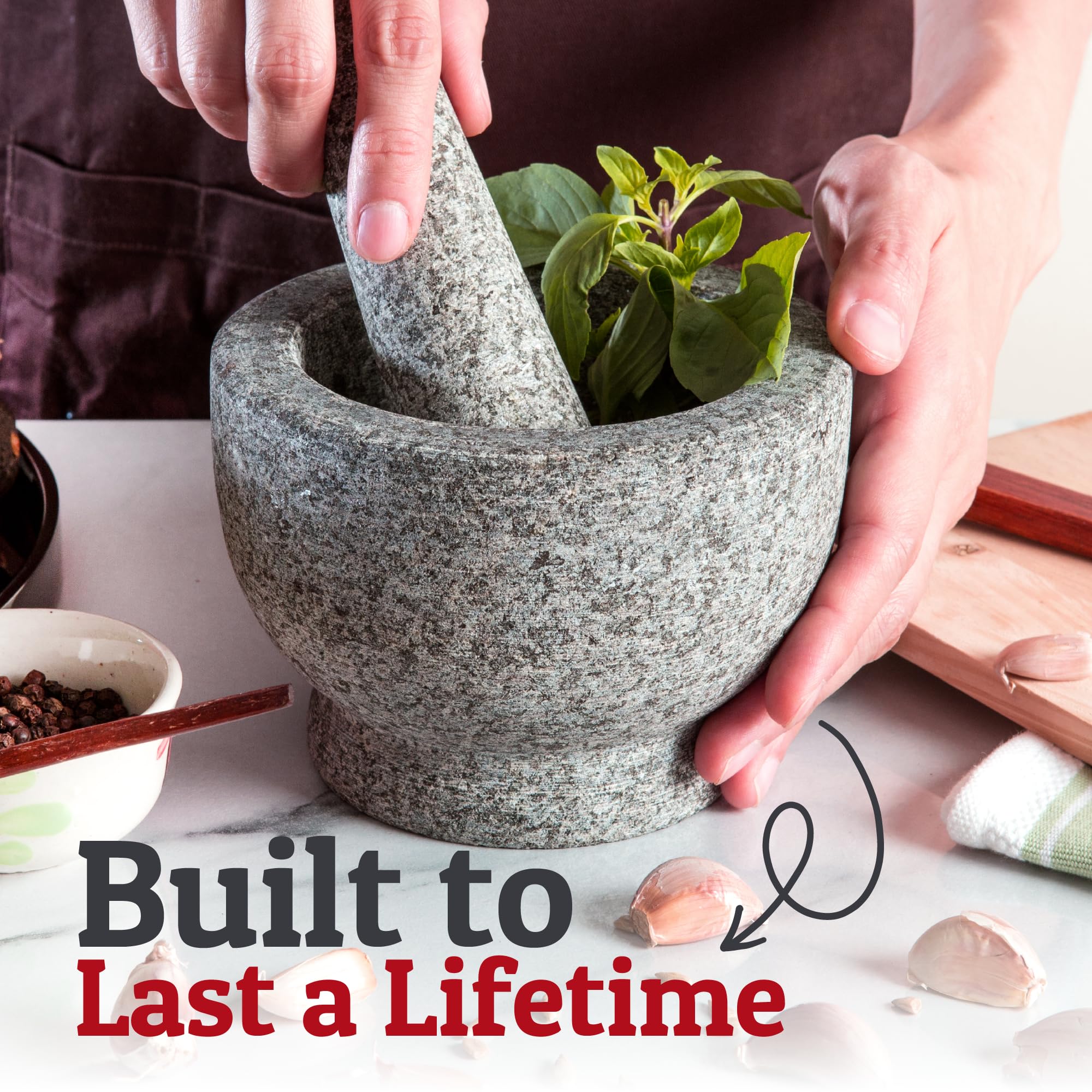 Priority Chef 2-cup capacity mortar and pestle for quick batches