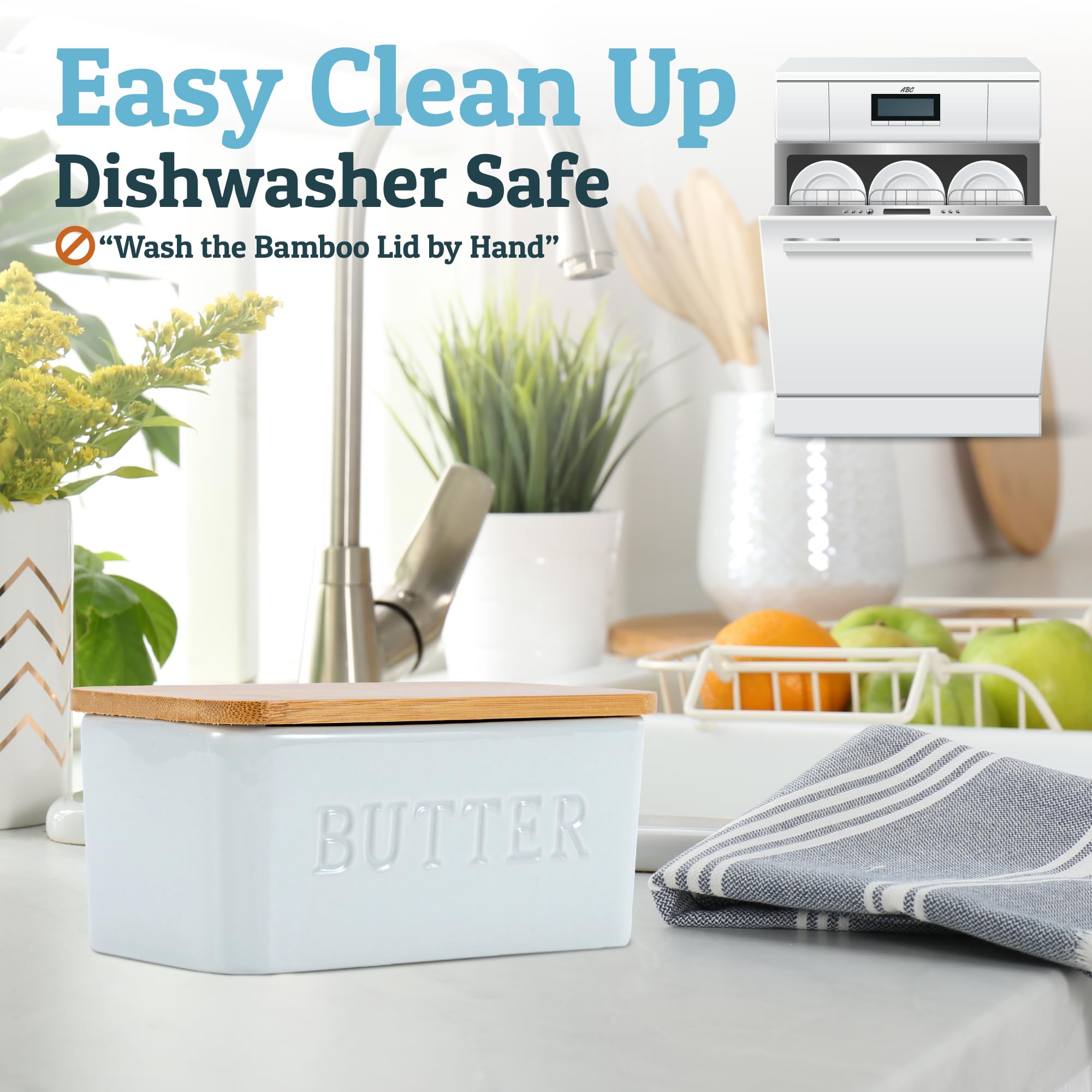 Priority Chef airtight butter cover helps protect flavor and keep butter soft for spreading.
