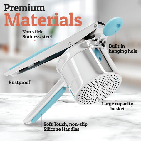 Priority Chef anti-slip handle provides comfortable leverage during mashing