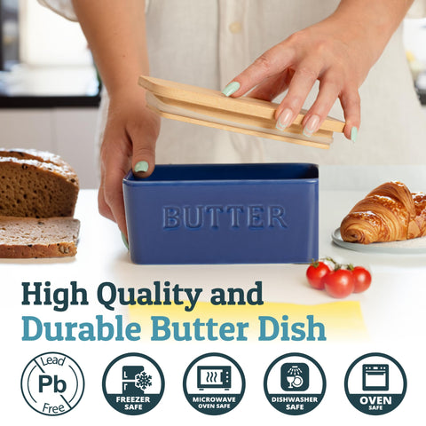 Priority Chef bamboo lid with airtight seal keeps butter fresh on the counter.