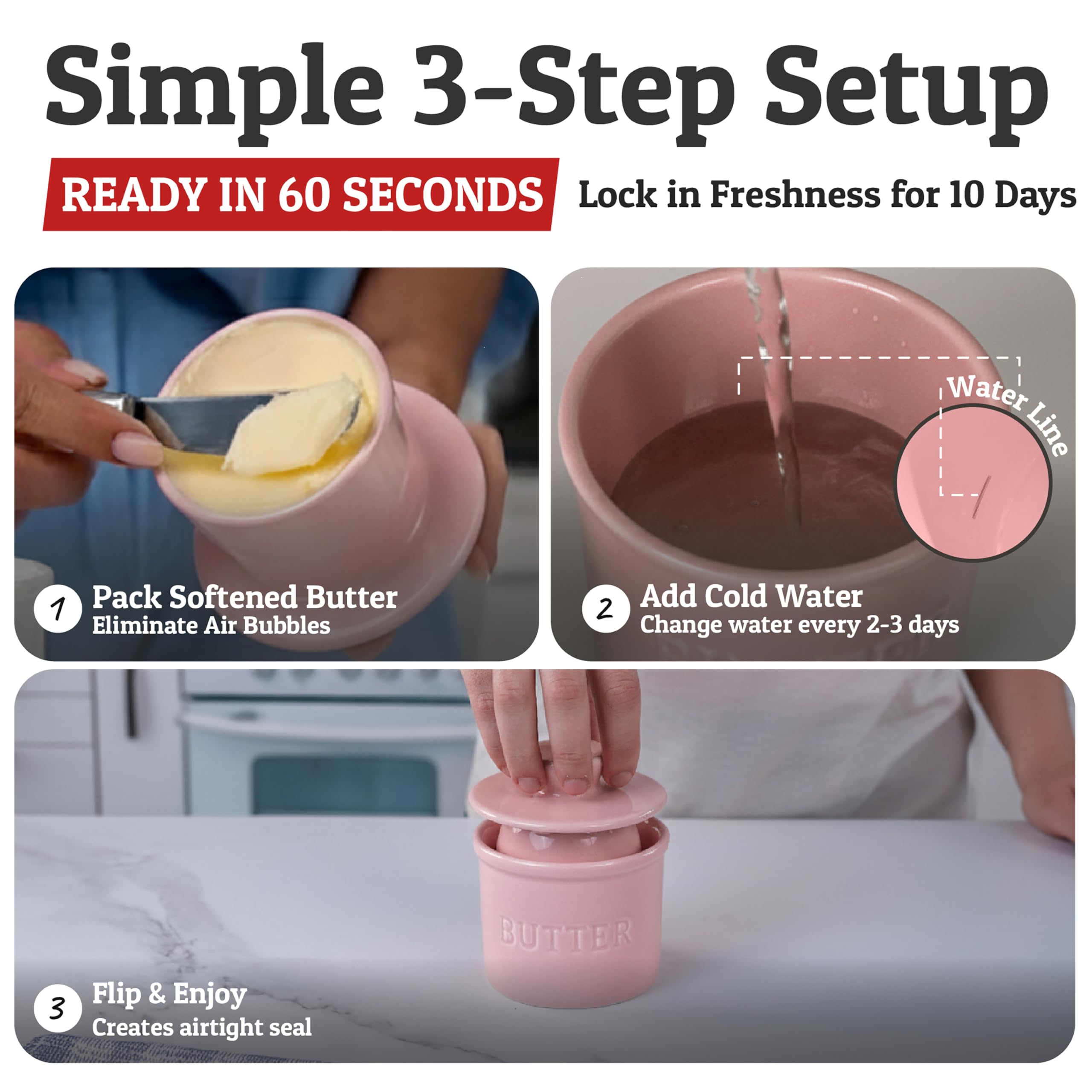 PriorityChef Butter Crock airtight water-seal protects butter from dust and insects