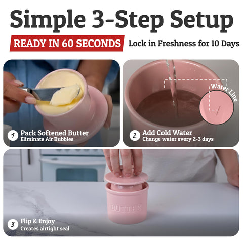 PriorityChef Butter Crock airtight water-seal protects butter from dust and insects